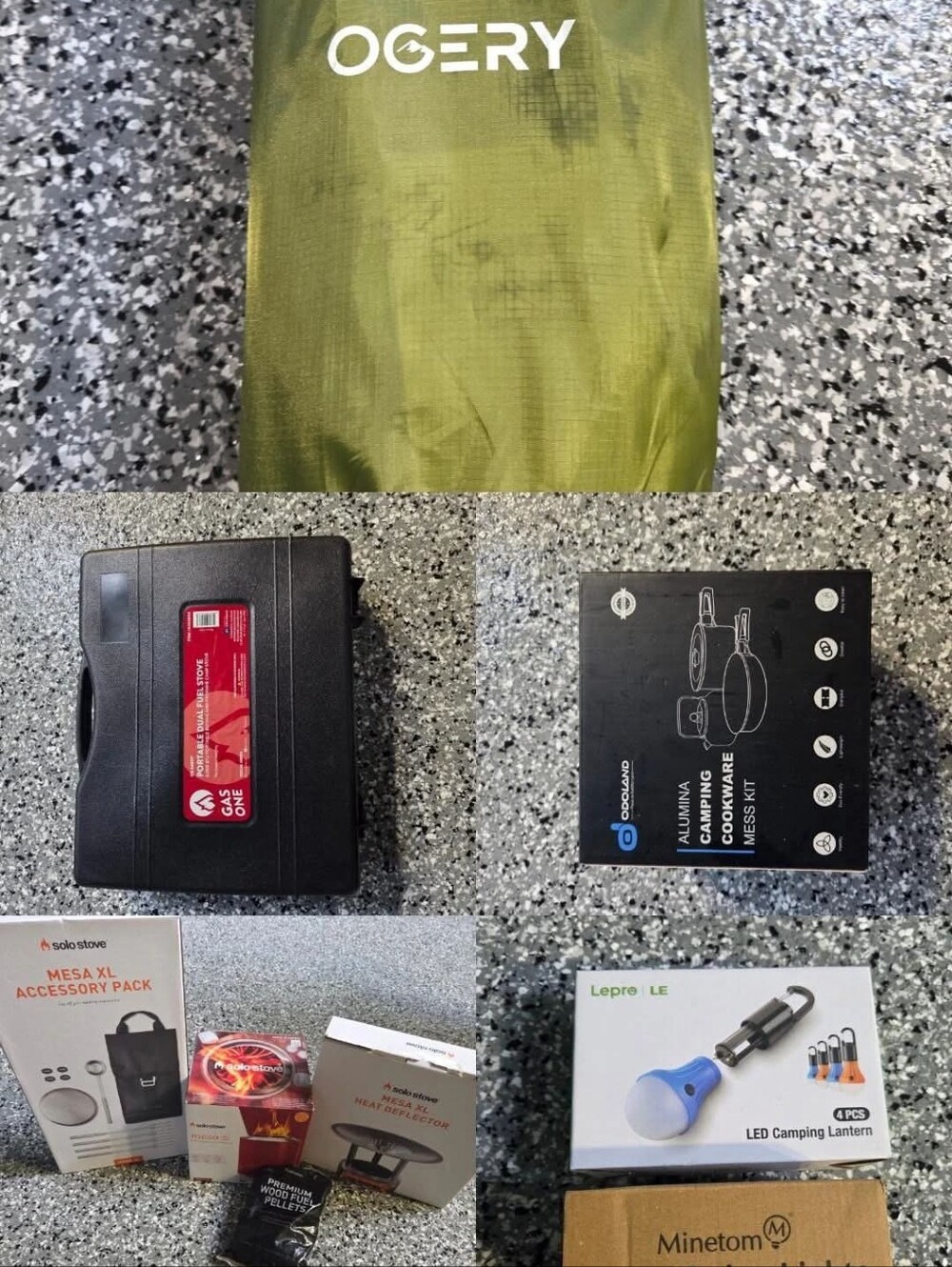 Camping Gear (Solo Stove, Camp Stove, Cookware, Lights, Sleeping Pad)